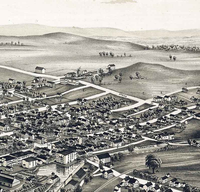 1889 Panoramic Map of Schuylerville New York Etsy
