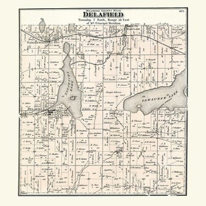 1873 Map of Delafield Township Waukesha County Wisconsin - Etsy