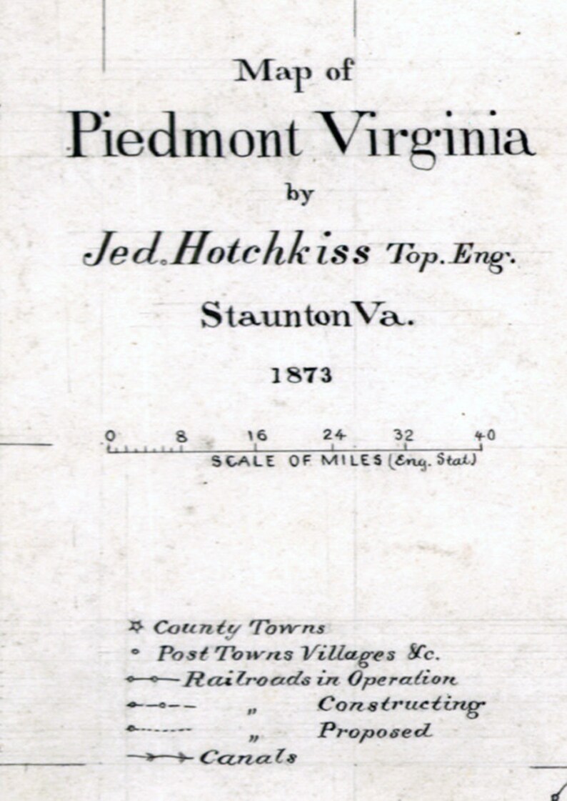 1873 Map of Piedmont Virginia Etsy