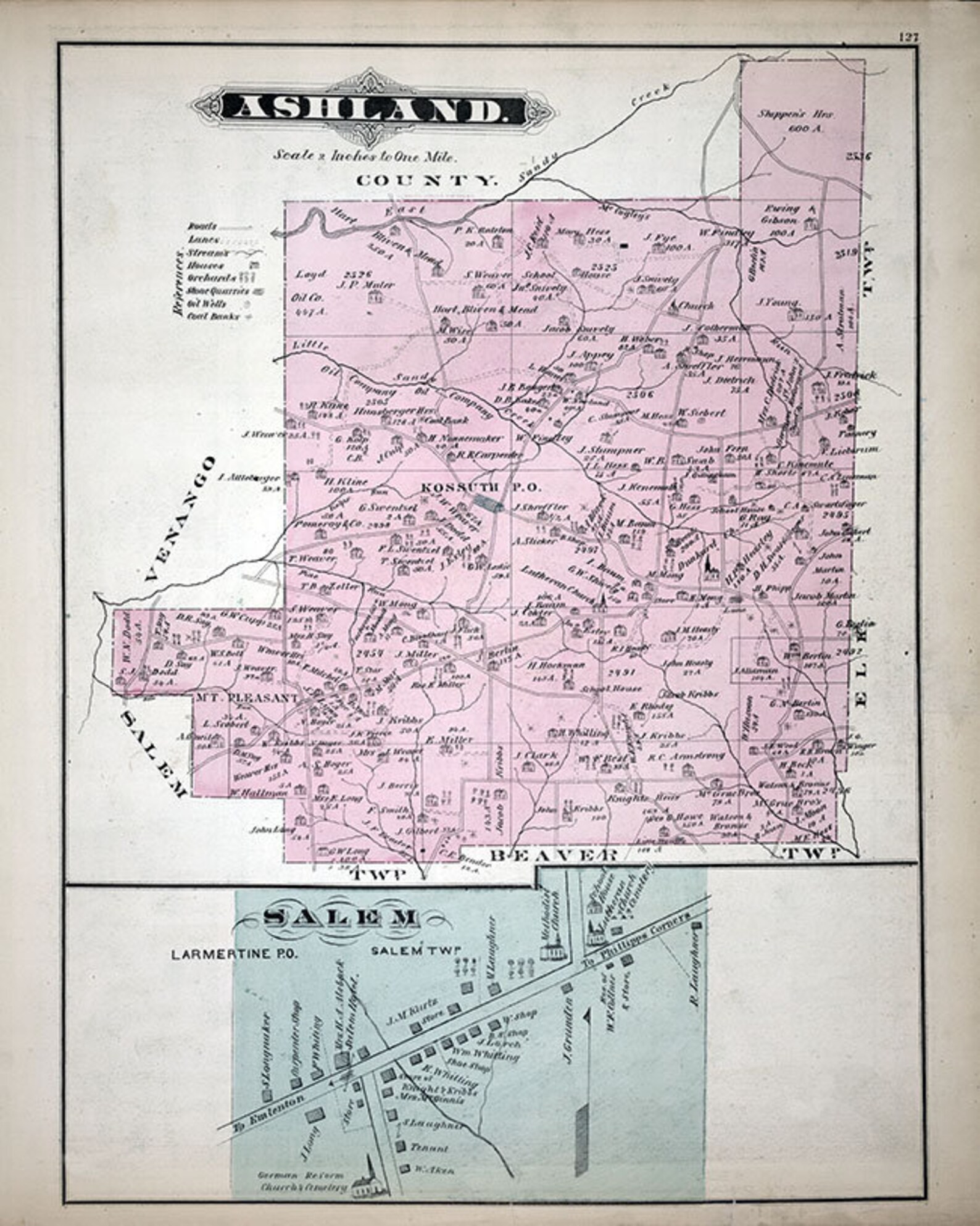 1877 Map of Ashland Township Clarion County Pennsylvania Oil Etsy