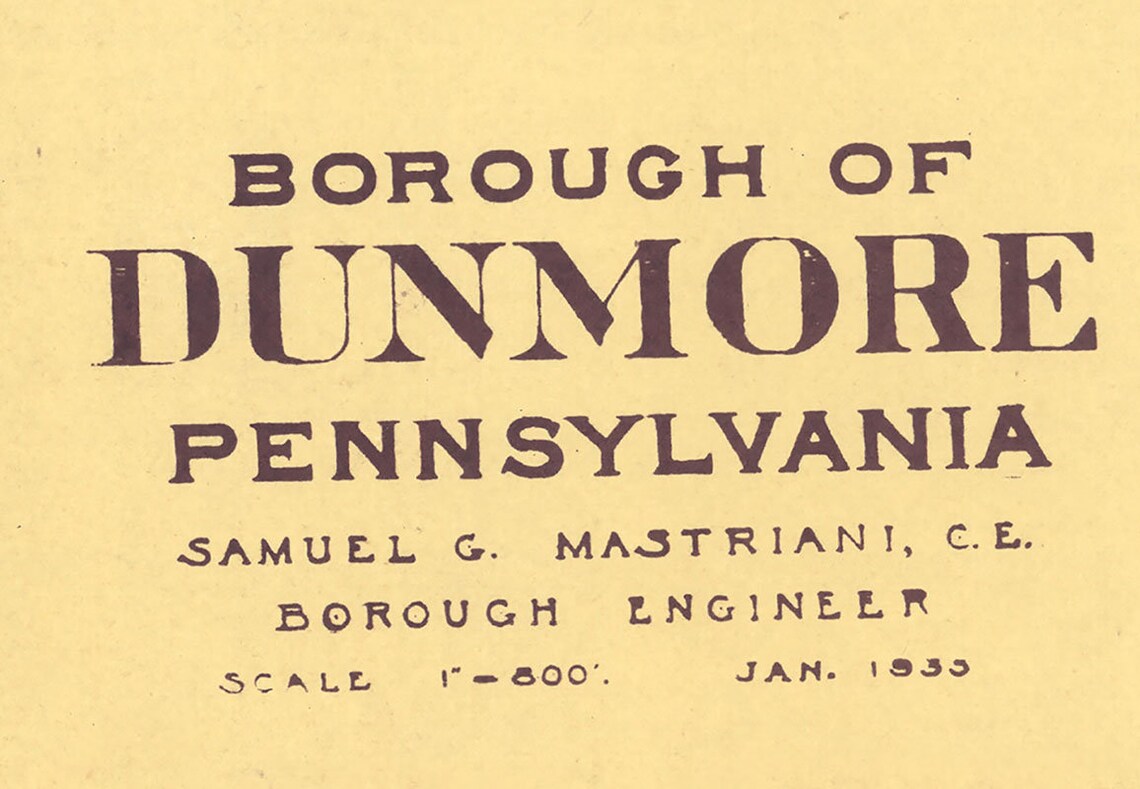 1933 Map of Dunmore PA Scranton Etsy UK
