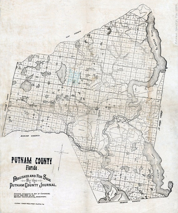 Map Of Putnam County Florida 1883 Map Of Putnam County Florida | Etsy Ireland