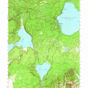 Carte topographique de l'ouest du Wyoming, 1956, lac Shoshone, lac Yellowstone, lac Lewis