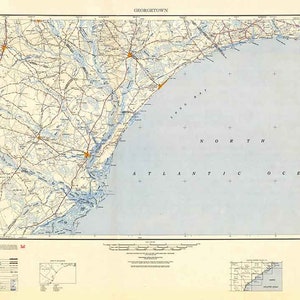 1949 Topo Map of Georgetown South Carolina Quadrangle Myrtle Beach