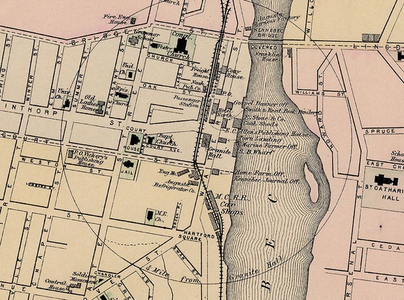 1884 Map of Augusta Kennebec County Maine