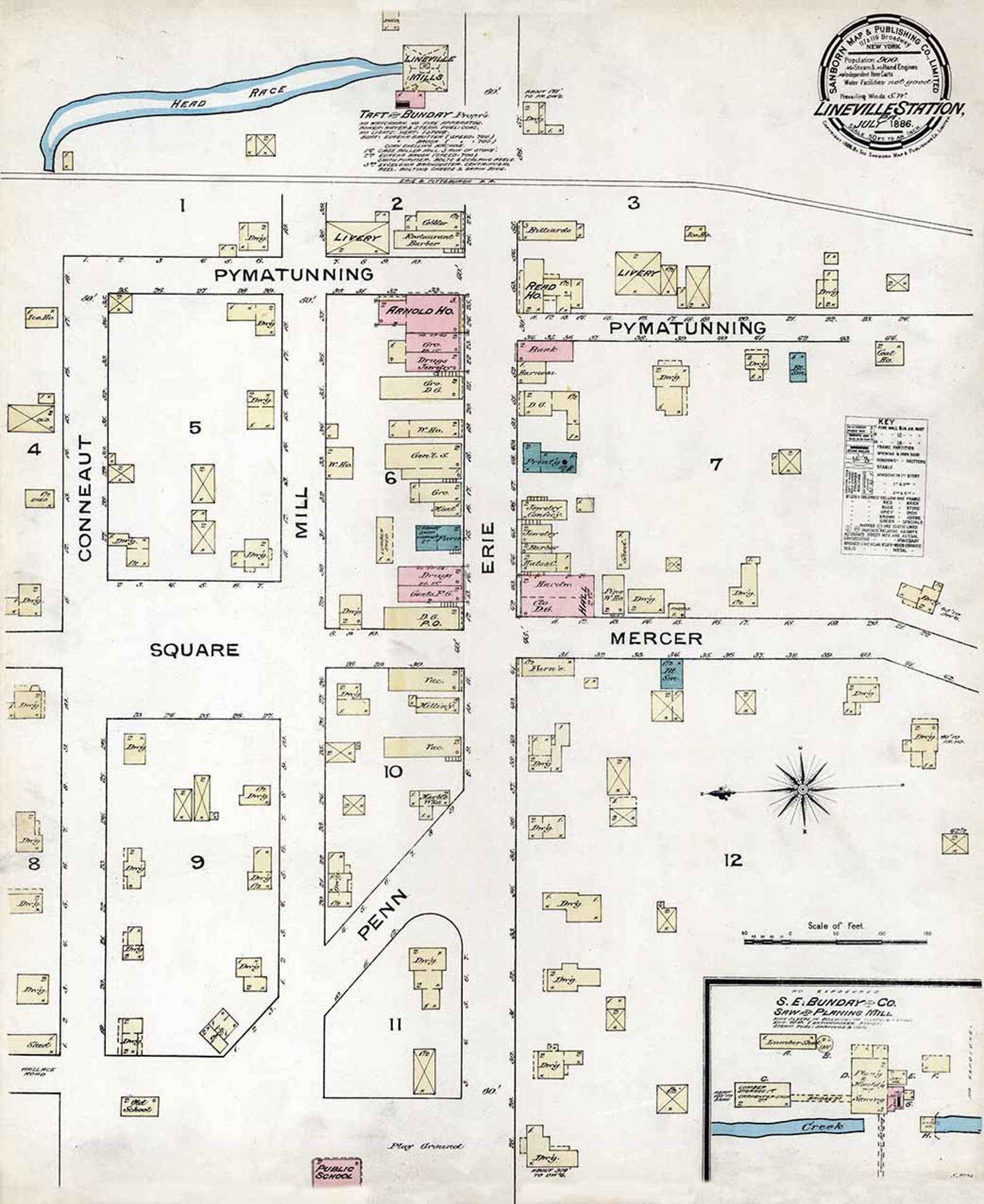 1886 Town Map of Linesville Crawford County Pennsylvania Etsy