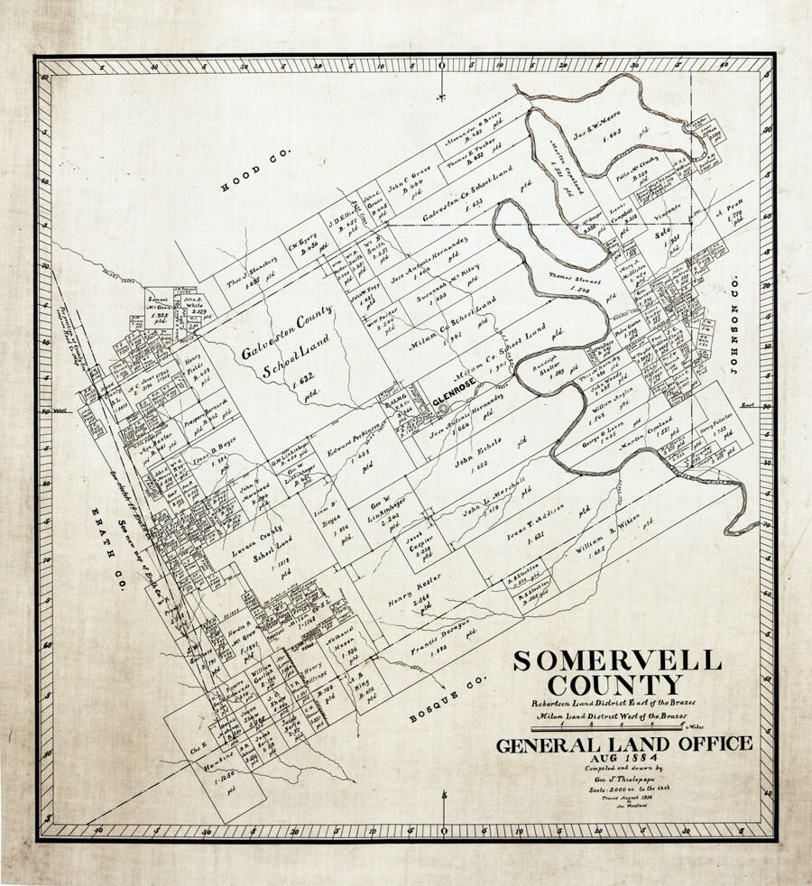 1884 Map of Somervell County Texas Etsy