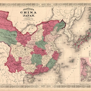 1869 Map of China and Japan