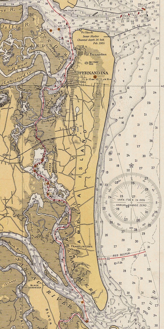 1936 Map of Amelia Island Florida Etsy
