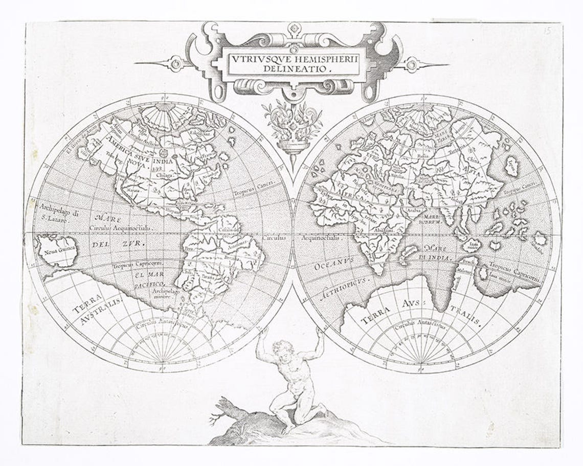1597 Map of the World Etsy