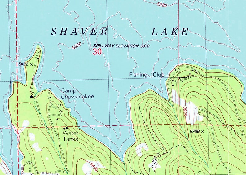 1982 Map of Shaver Lake California Etsy