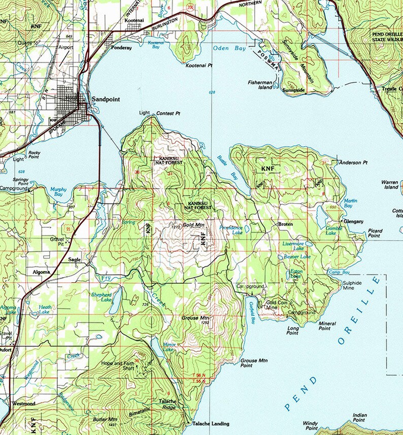 1984 Mapa Topo de Sandpoint Idaho Montana Lake Pend Oreille - Etsy España
