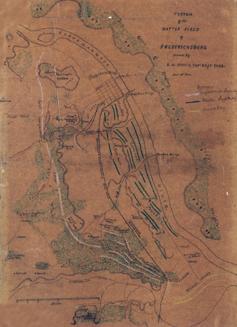 1862 Map of the Fredericksburg Virginia Battle Field Etsy