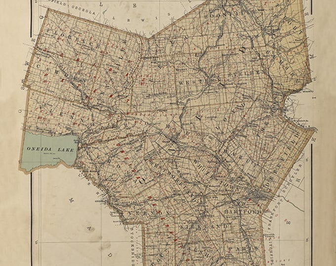 Utica Rome Map Antique Oneida County, New York 1912 New Century Atlas Map – Rome ...