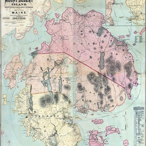 1887 Map of Mount Desert Island Maine