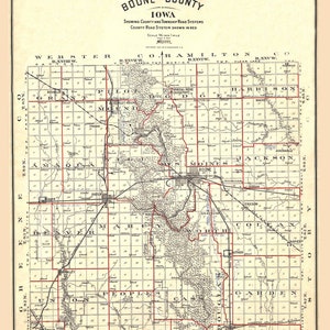 Carte du comté de Boone, Iowa, 1913