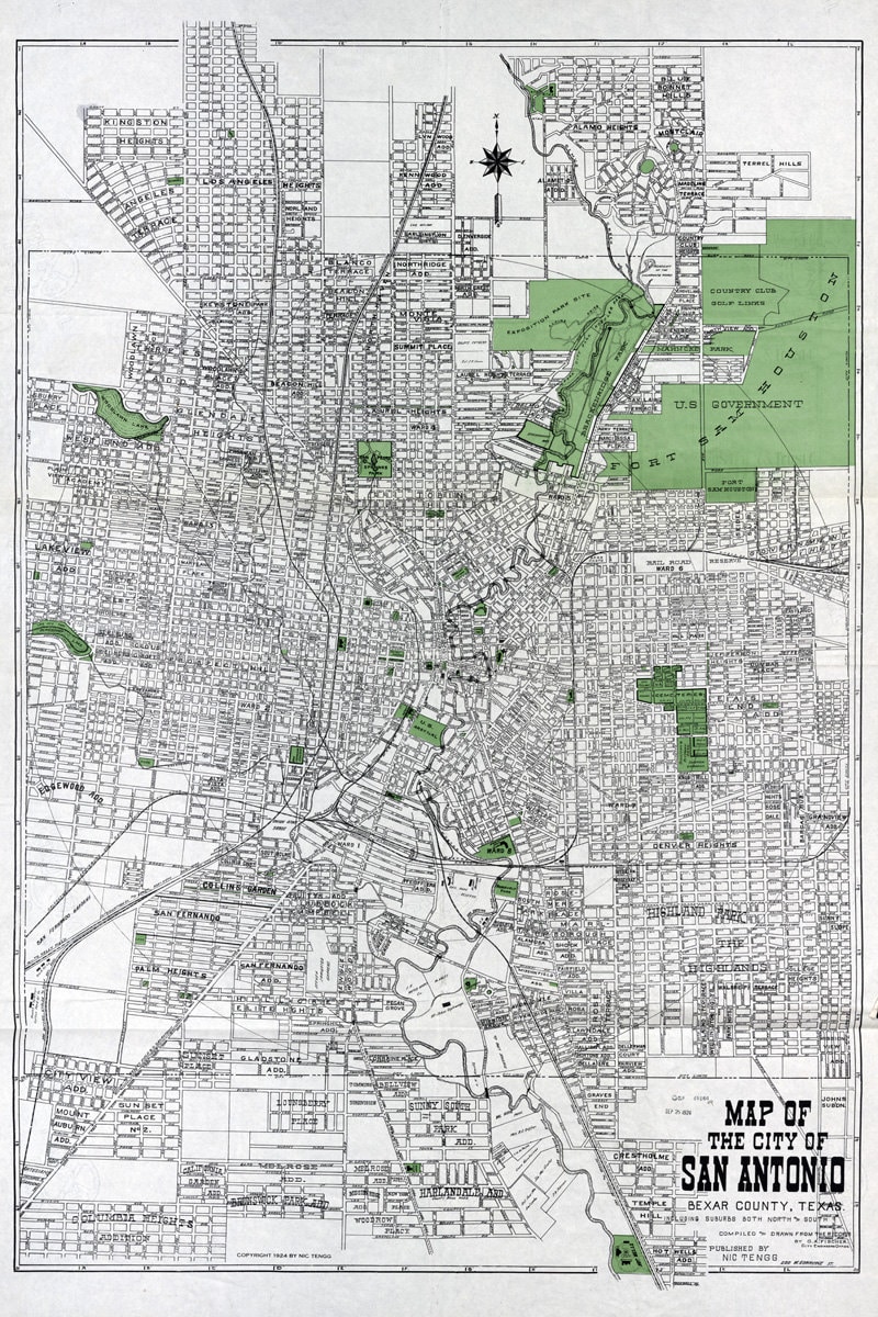 Bexar County Cad Map 1924 Map Of San Antonio Bexar County Texas | Etsy Canada