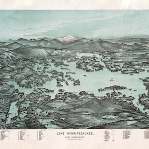 1903 Panorama-Karte von Lake Winnipesaukee, New Hampshire