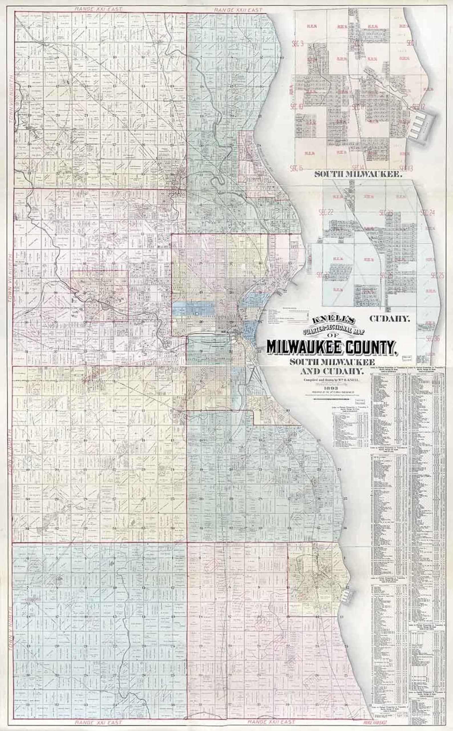1893 Map of Milwaukee County Wisconsin Etsy