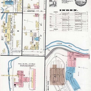 1891 Town Map of Mauch Chunk Carbon County Pennsylvania