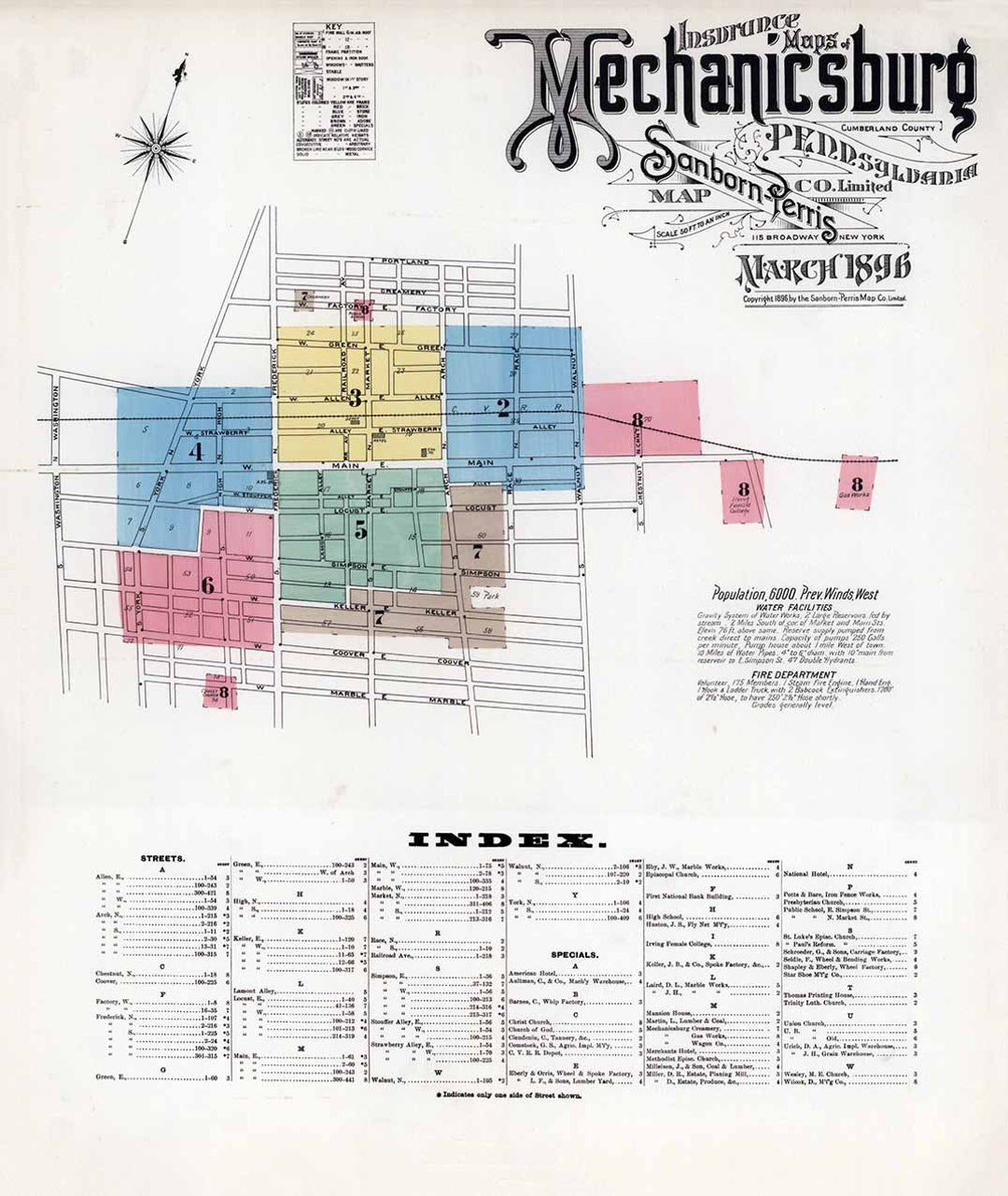 1896 Town Map of Mechanicsburg Cumberland County Pennsylvania Etsy