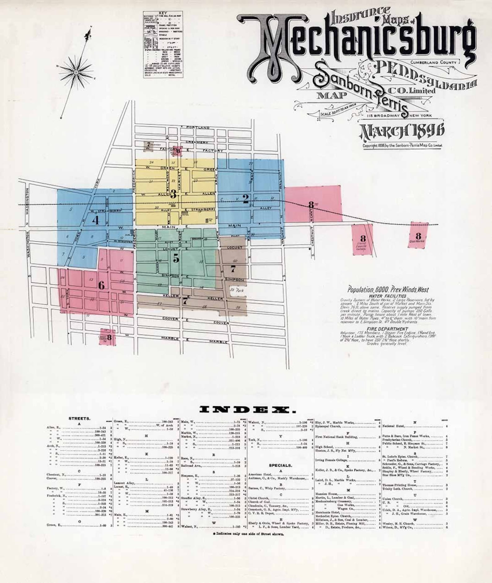 1896 Town Map of Mechanicsburg Cumberland County Pennsylvania Etsy