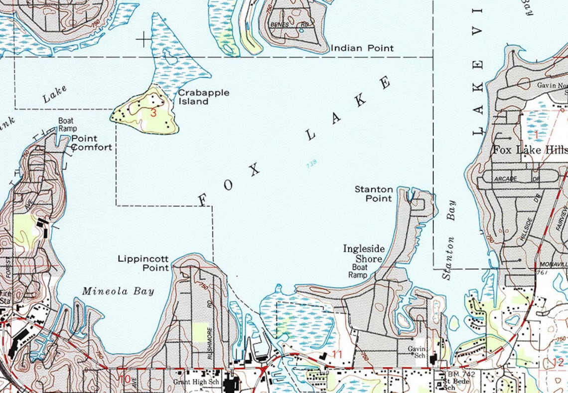 1993 Topo Map of Fox Lake Illinois Quadrangle Etsy