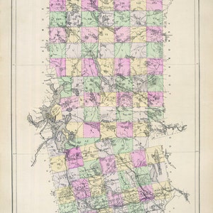 Carte 1885 du comté de Piscataquis dans le Maine