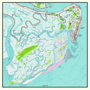 1976 Map of Tybee Island Georgia Savannah Beach