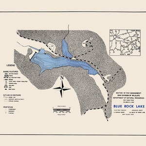 Carte du comté de Muskingum, Ohio, Blue Rock Lake, 1960