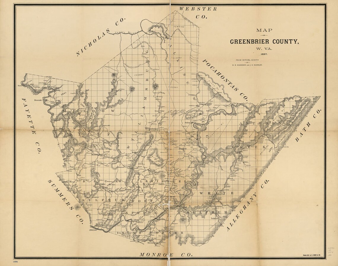 1887 Map of Greenbrier County West Virginia Etsy Denmark