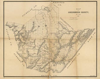 1887 Map of Greenbrier County West Virginia