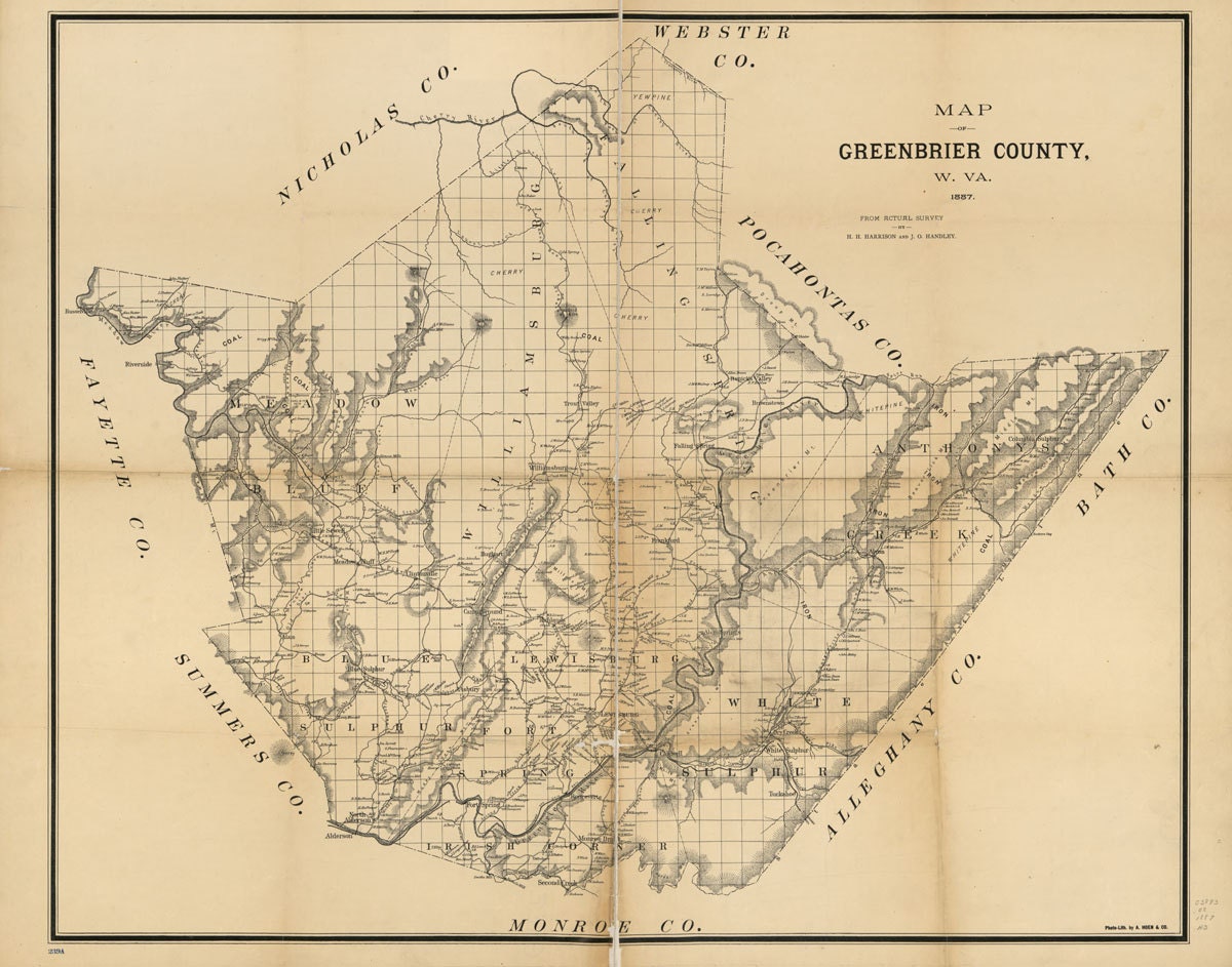 1887 Map of Greenbrier County West Virginia Etsy