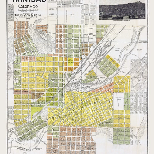 1909 Map of Trinidad Colorado