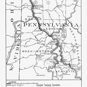 1916 Map of Pittsburgh and Lake Erie Railroad