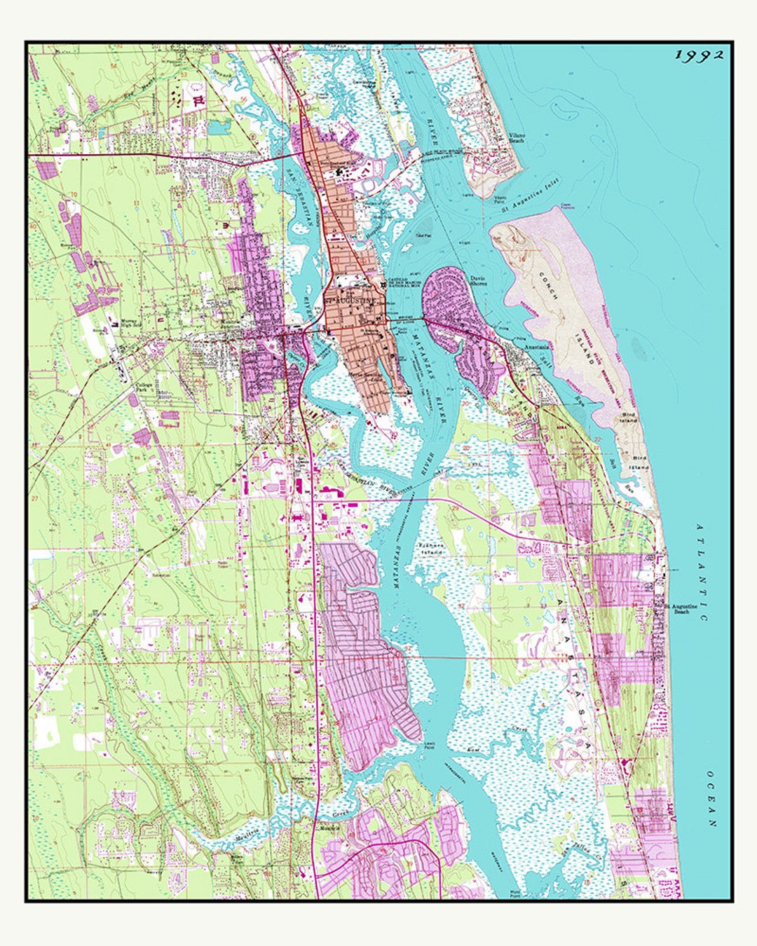 1992 Map of Saint Augustine Florida - Il 1080xN.5201171321 Rmuv 