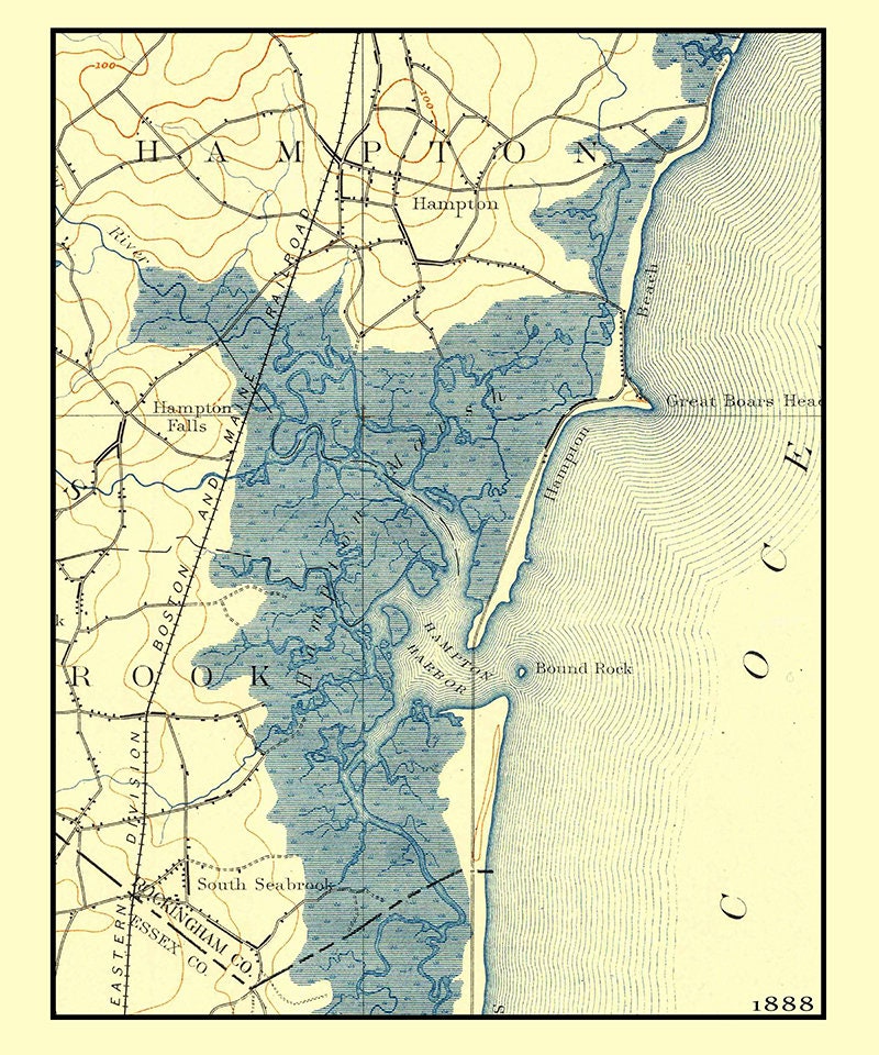 1888 Map of Hampton Beach New Hampshire - Etsy