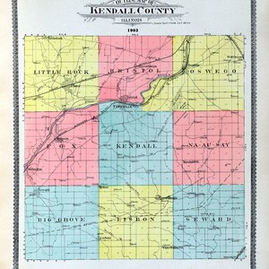 1903 Mappa della contea di Kendall, Illinois
