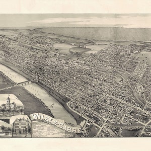 1889 Panoramakarte von Wilkes-Barre Pennsylvania