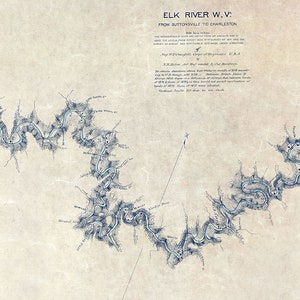 1875-Karte von Elk River West Virginia Suttonsville bis Charleston
