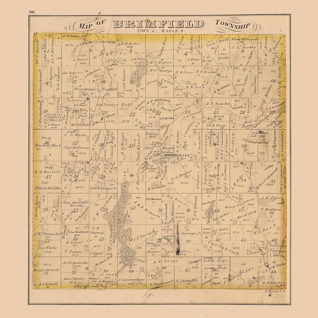 1874 Map of Brimfield Township Portage County Ohio Etsy