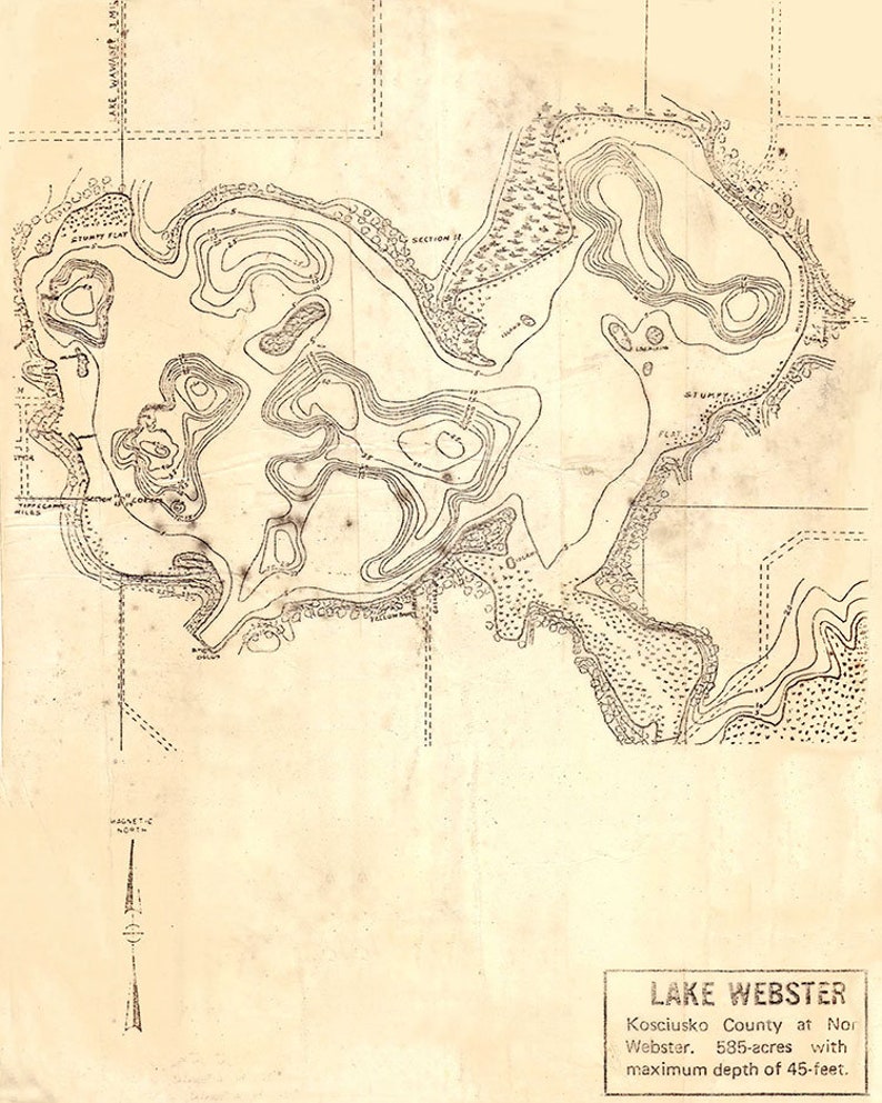 1890s Map of Lake ster Kosciusko County Indiana Etsy