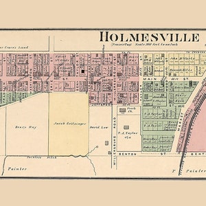 1875 Map of Holmesville Holmes County Ohio