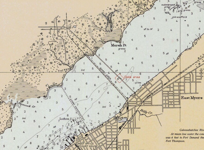 1930 Nautical Map of San Carlos Bay /& Caloosahatchee River Florida