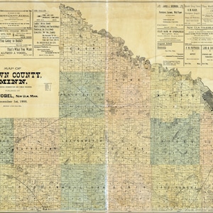 1900 Farm Line Map of Brown County Minnesota