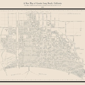 1923 Carte de Long Beach en Californie