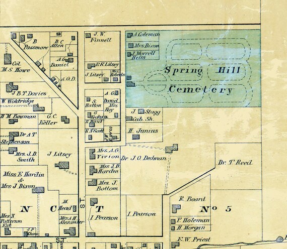 1876 Map of Harrodsburg Mercer County Kentucky - Etsy