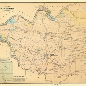 1865-Karte der Ölregion Cranberry Township im Venango County in Pennsylvania
