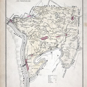1877 Kaart van Richland Township Clarion County Pennsylvania Oil Wells