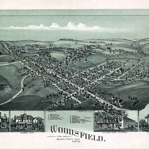 1899 Panoramakarte von Woodsfield Monroe County Ohio